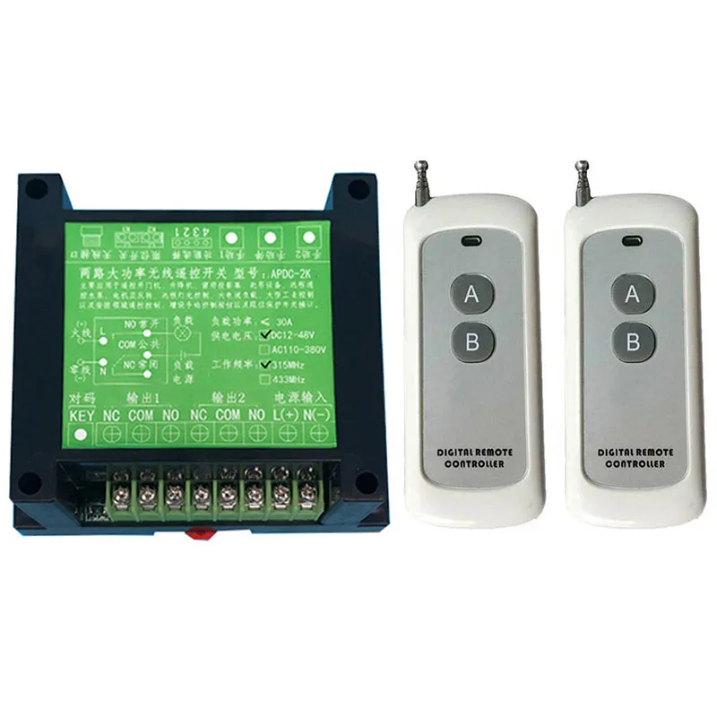 

DC12V 24V 36V 48V 2CH 2 CH RF Wireless Remote Control Switch System With 20M-500M Long Distance Transmitter