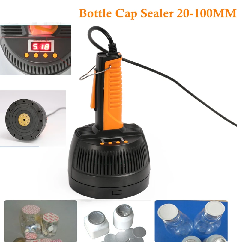 Maunual Induction Sealer Aluminum Foil Sealing Machine PET Plastic Bottle Cap Heating Lid Jar Can Packing Machine 20-100mm 