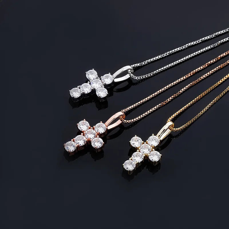 

Hip Hop S925 Sterling Silver Bling Ice Out CZ Cross Pendants Necklaces for Women Men Fashion Charm Jewelry Drop Shipping