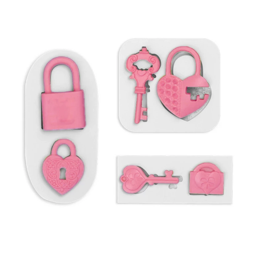 Heart Lock Key Silicone Sugarcraft Mold Cupcake Chocolate Baking Mold Fondant Cake Decorating Tools