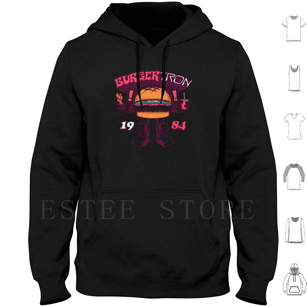 Burgertron Hoodie Long Sleeve Burger Robot Arcade Food Court Mall 80s 1984 1980s Gimetzco