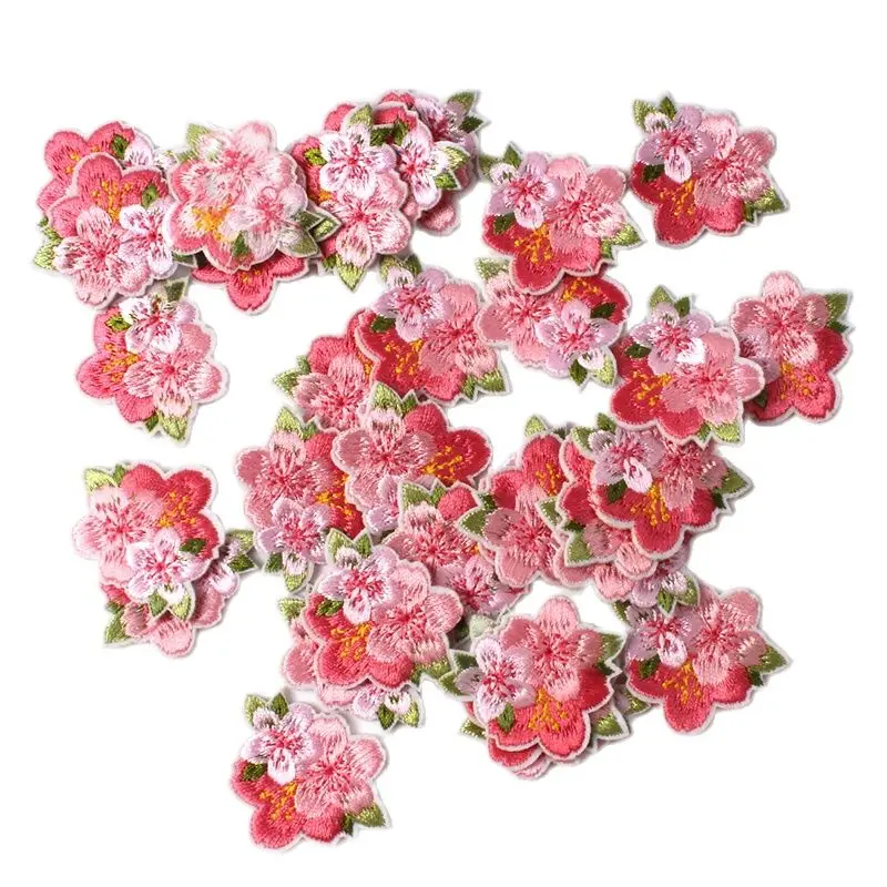 10pcs Embroidery Flower Patches Iron On flowers Stickers For Garments Hats Shoes Decoration DIY Jeans Bags Sweaters Appliques