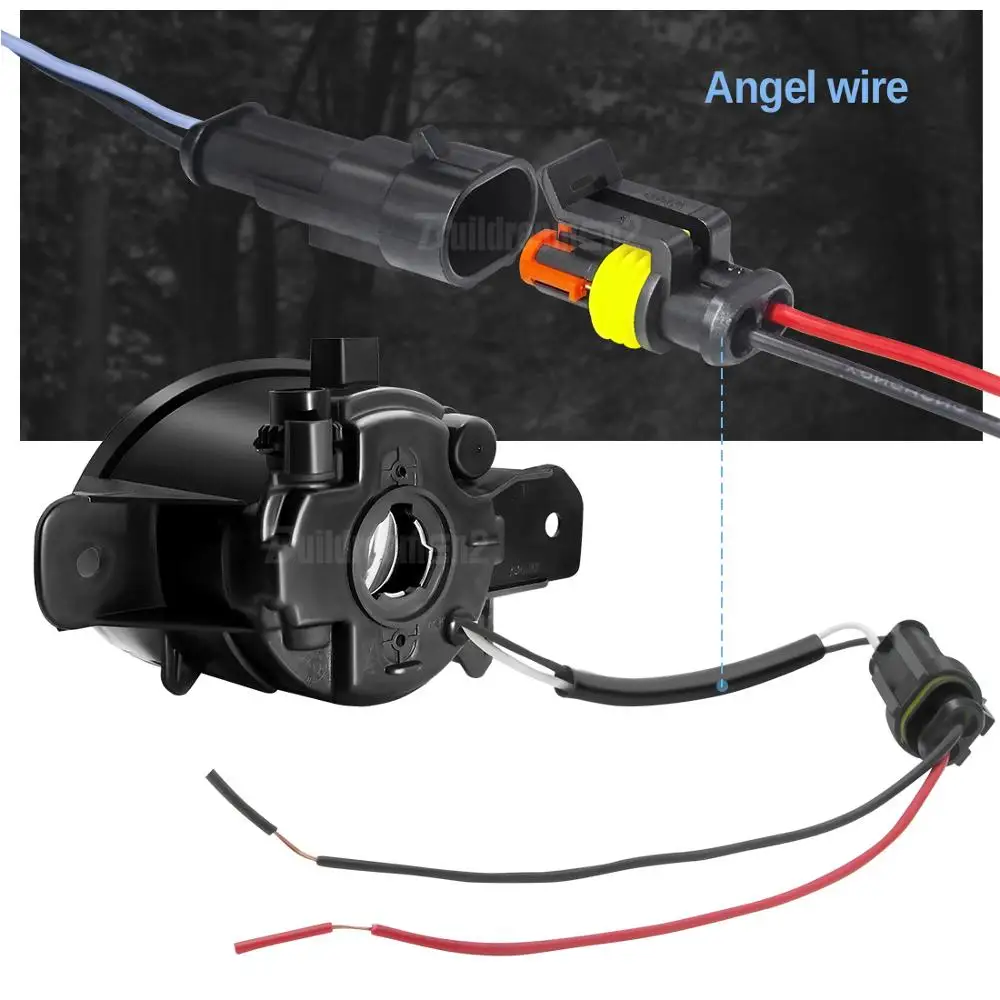 Angel Eye Fog Light Assembly For Nissan X-Trail T30 2001-2006 Car Front Bumper Fog Light Halo Ring Daytime Running Lamp H11 12V
