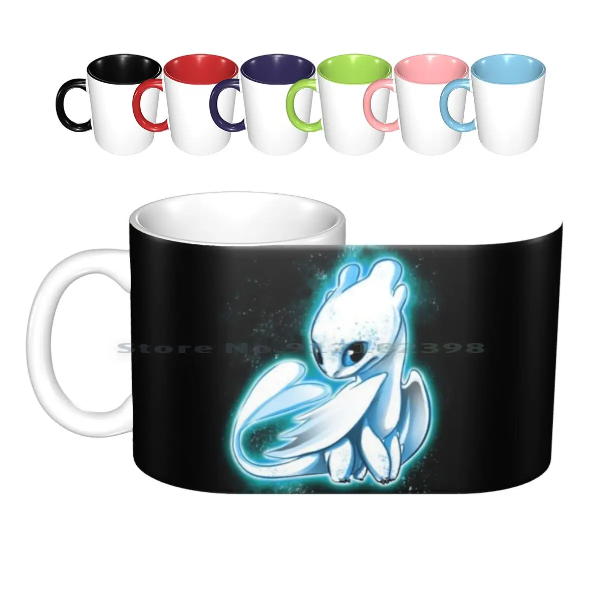 Light Dragon Ceramic Mugs Coffee Cups Milk Tea Mug Film Fury Animal Fantasy Cat Dragon Cartoons Night Movie Light Book Cats