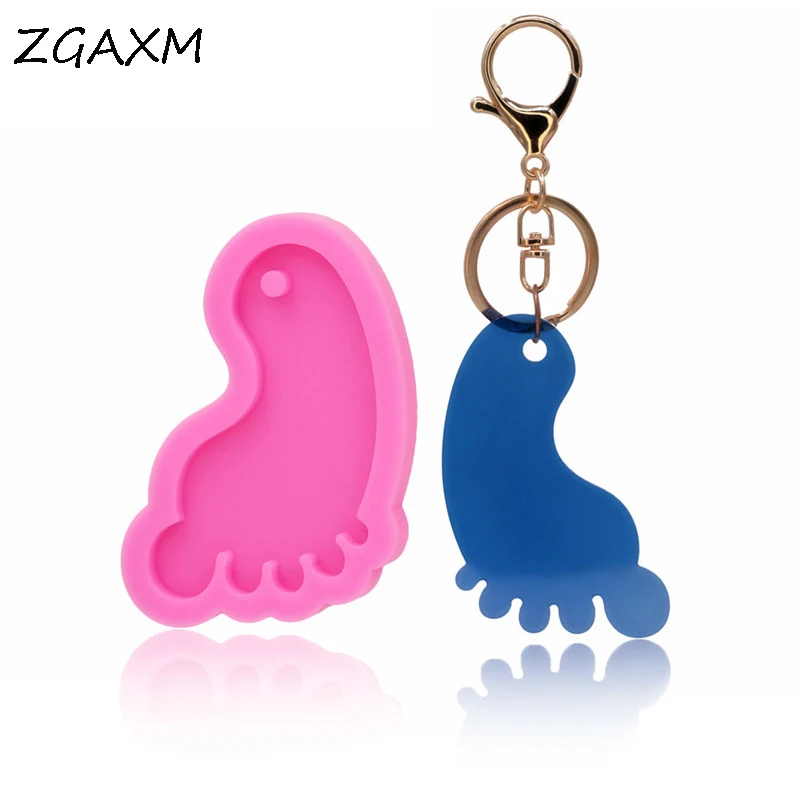 

LM1031Shiny стопы эпоксидная смола силиконовые формы серьги подвеска цепочка для ключей для изготовления пресс-формы шоколада ручной работы для кекса для глины инструмент