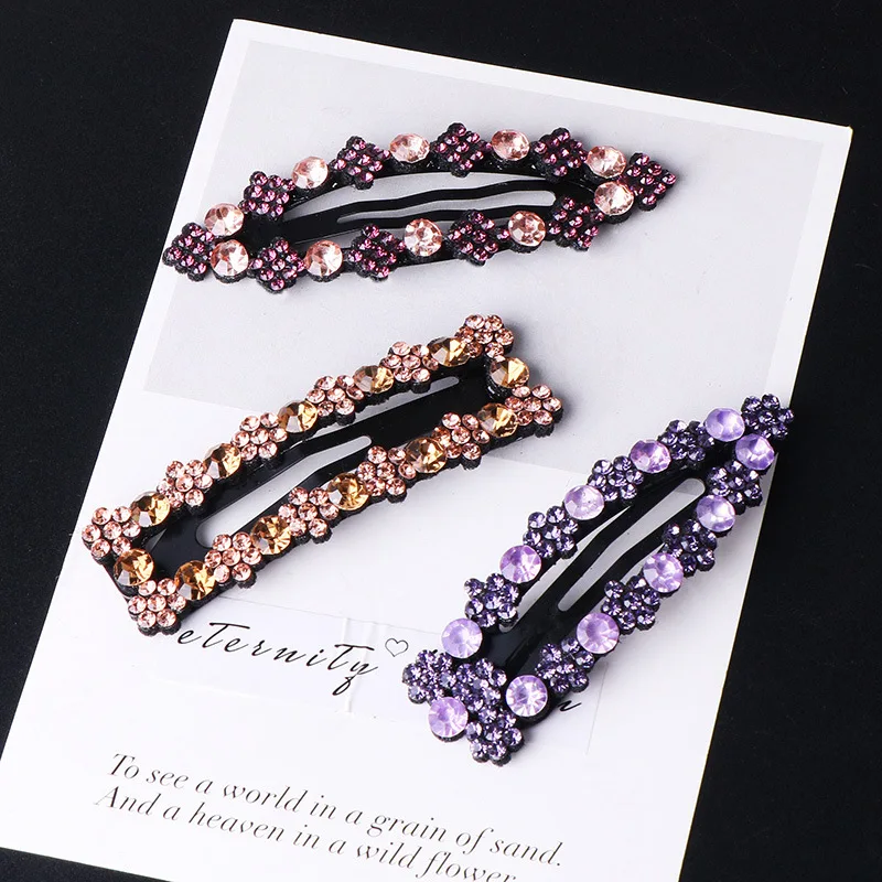 2022 New Fashion Hot Sale Wild Luxurious Rhinestone Bangs BB Clip  Hairpin Barrettes for Women Girl Hair Accessories Headwear