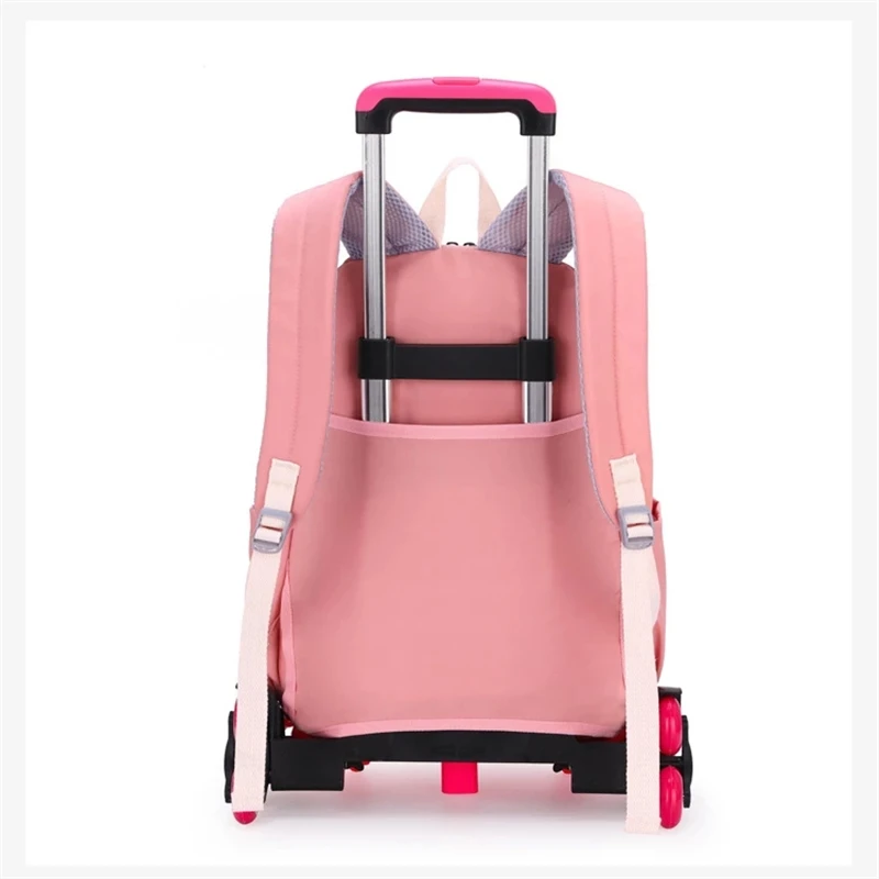 Orthopädische Schule Tasche Kind mit Räder Wasserdichte Primäre Student Rucksack Reise Bagpack für Teenager Mädchen Trolley Schulranzen