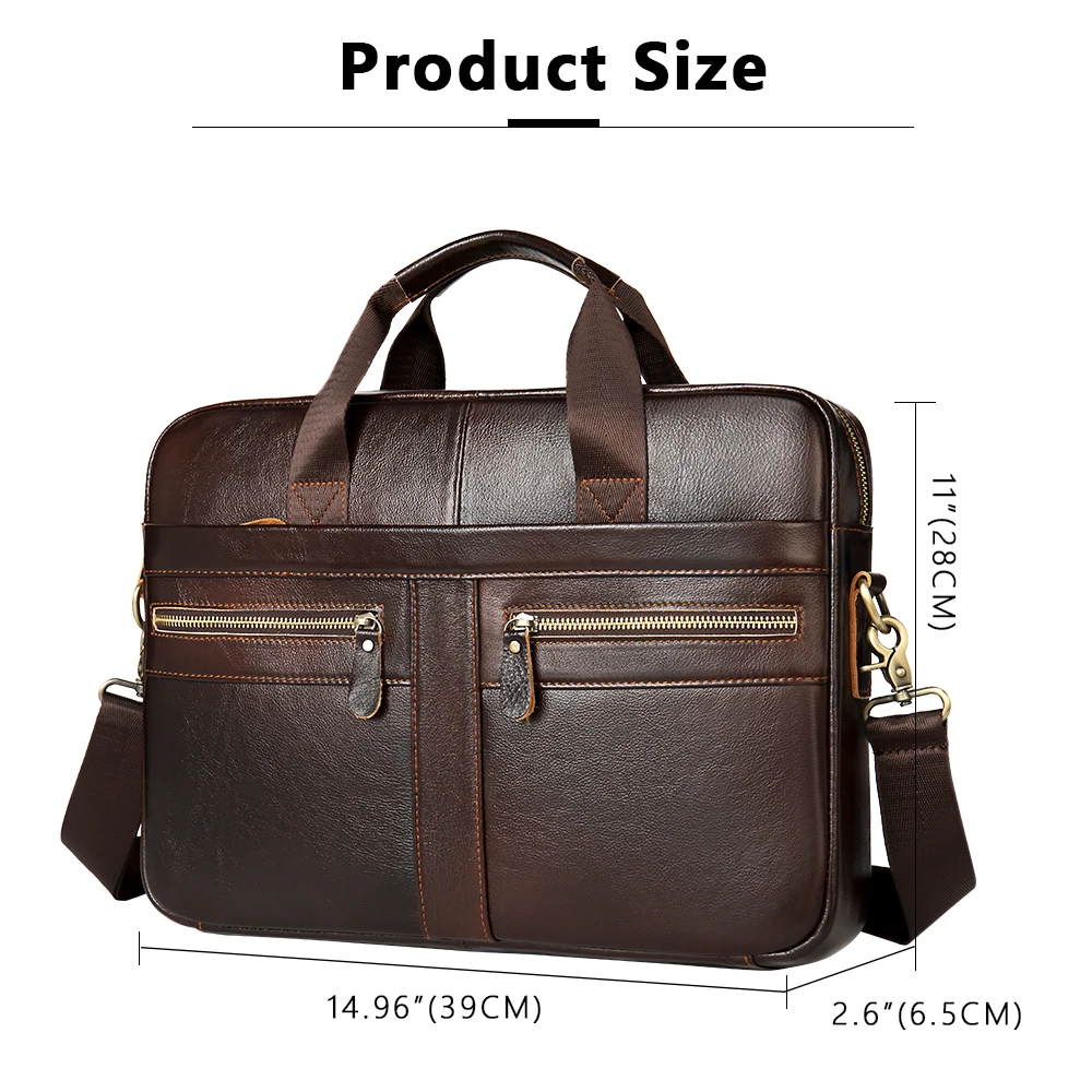 Men's Briefcase Updated Design Cowhide Genuine Leather Retro Handbag Male Shoulder Messenger Man Business Travel Laptop Bag New