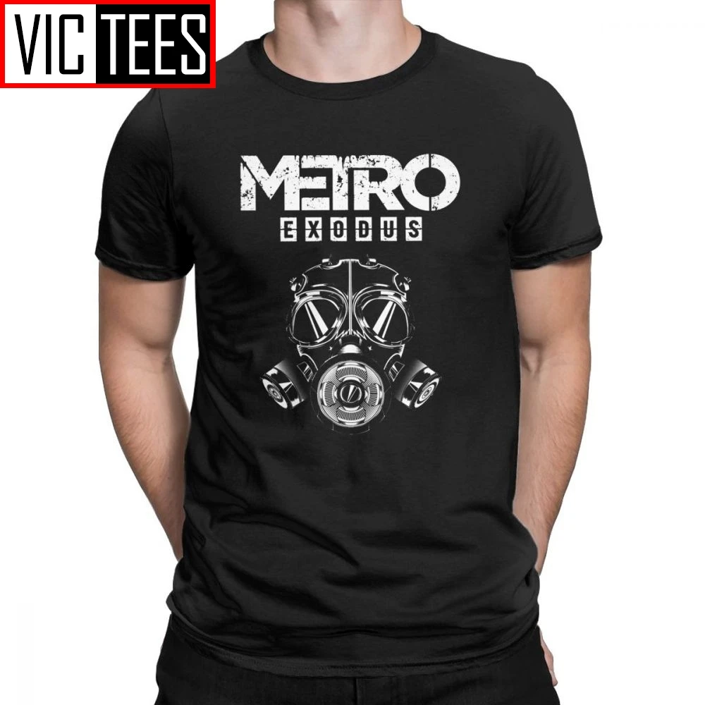 Metro Exodus Men T Shirts Gas Mask Toxic Games T-Shirt Men Short Sleeve Funny Tee Shirt Crew Neck 100% Cotton Clothes Big Size