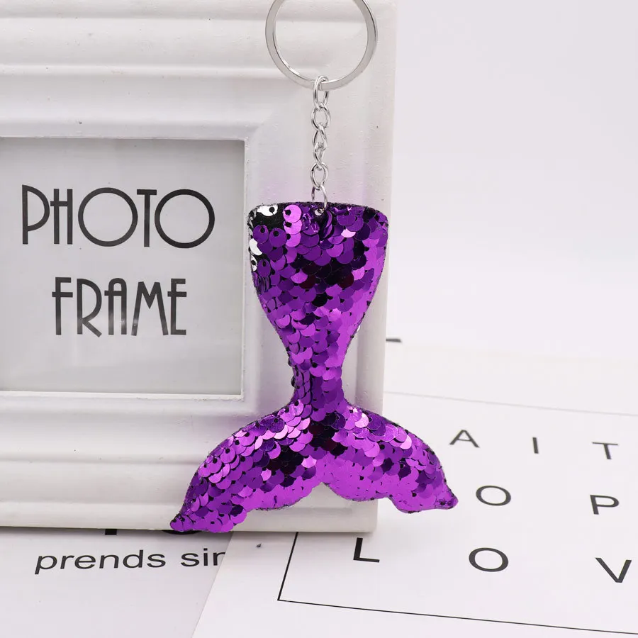 Mermaid Tail Keychain Sequins Keyring Decorative Pendants for Women Bags Car Key Phone Accessories Wedding Party Mom Gifts