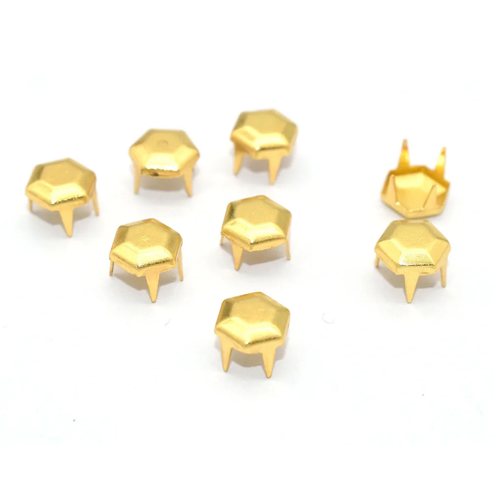 

Metal Gold hexagon Claw Studs 4 Cone Claw Rivets Spike Nailheads Rivets For DIY Craft Making Jacket Bags Belts Leather Craft