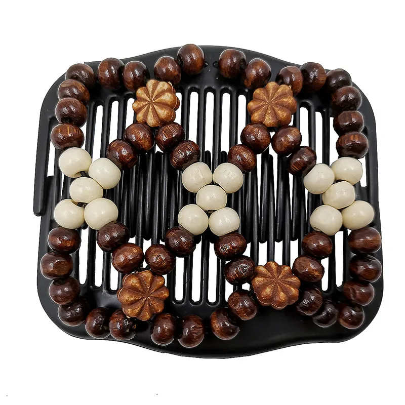 Vintage Magic Hair Comb Women Elastic Beads Hair Accessories Bun Holder Hair Clips Claw Comb-Stay Stretchy Headwear Hair Styling