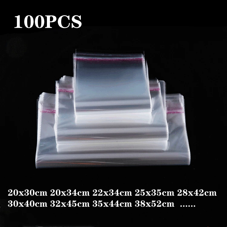 

100PC/clear large glass OPP paper bag, self-adhesive sealed jewelry bag for shirt, T-shirt, stationery and gift packaging