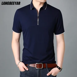 2023 Top Quality New Summer Brand Mens Polo Shirts Designer Plain Zipper Short Sleeve Casual Tops Fashions Man Clothing