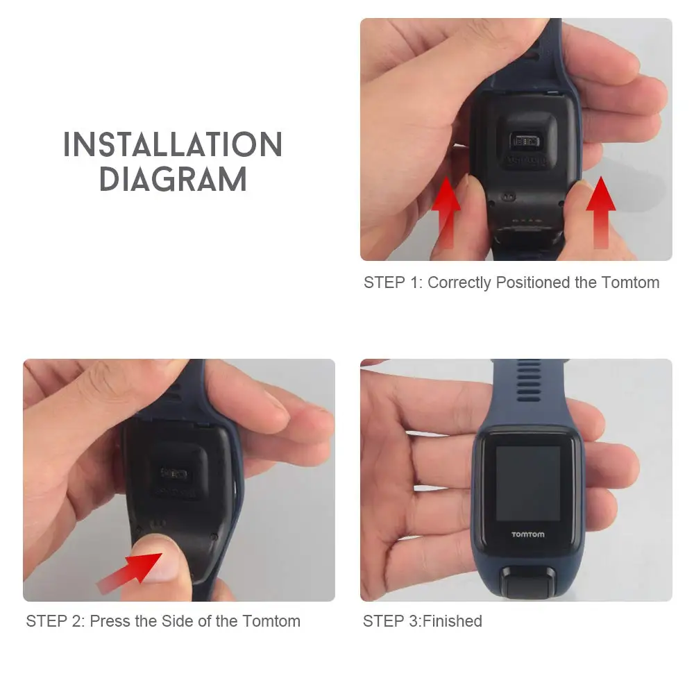 ANBEST Silicone Strap for TomTom Runner 2/3 Spark/3 Strap Sport Watch for TomTom Watch Strap High Quality Watch Band