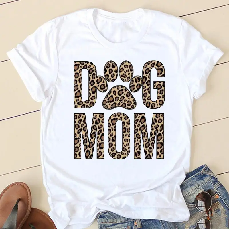 Women Star Dog Paw Funny T-shirts Lady Fashion Clothing Short Sleeve Cartoon Clothes Spring Summer Female Tee Graphic Tshirt