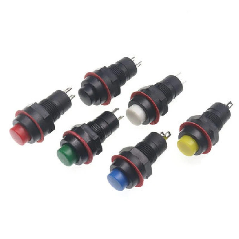 5pcs DS-211 213 10mm Round Momentary Self-reset/Self-Lock Push button Switches ON-OFF Red Green Push Button Switch