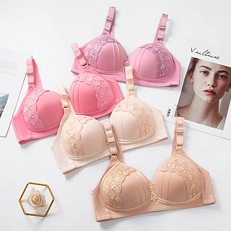 Sexy soutiens de algodão feminino fio livre confortável push up bra tamanho 36 38 40 42 44 46 b c d cup feminino macio underwere