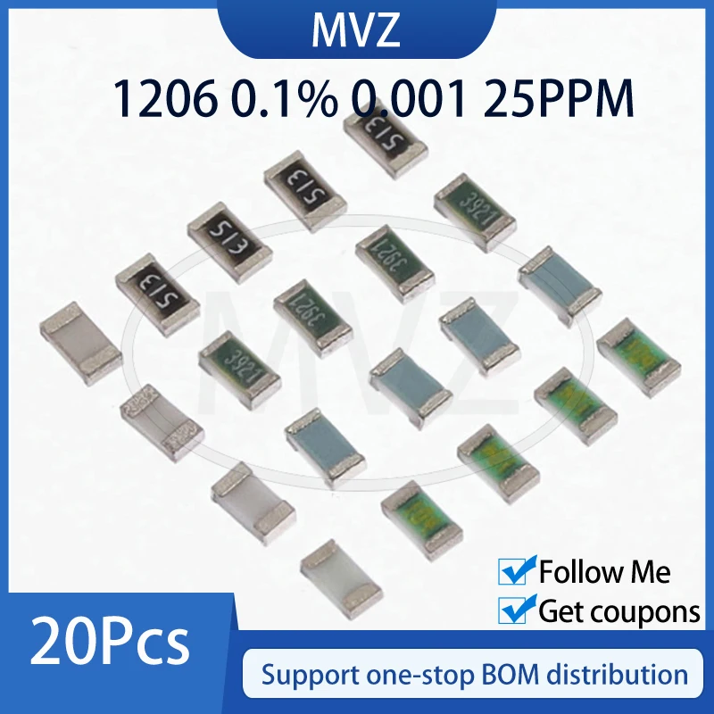 1206 0.1% 0.001 High Precision Resistors 25PPM 18K 20K 22K 24K 24.9K 27K 30K 33K 36K 39K 43K 47K 49.9K 51K 56K 62K 68K 75K Ohm