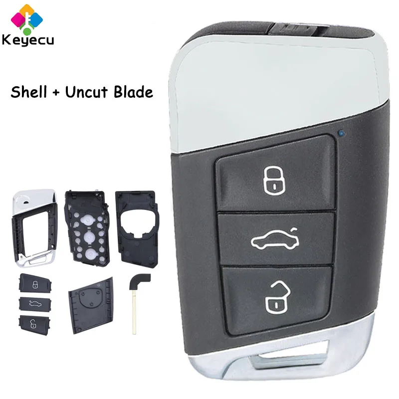 KEYECU Smart Keyless Remote Key Shell Case Cover With 3 Buttons for Volkswagen Magotan Superb A7 Passat B8 2015 2016 2017 2018