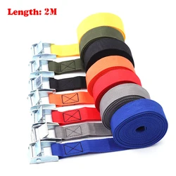 2M Metal Ratchet Straps Luggage Buckle Cargo Straps Tie-Down Belt for motorcycle Belt Rope Straps Strong Auto Accessories