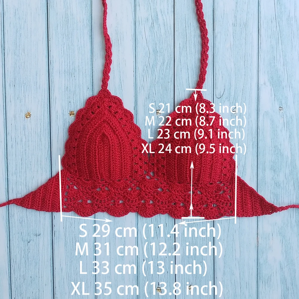 Have Lining Women\'s Bikini Top Sexy Crochet Knit Separate Female Swimsuit Push Up Bra Beachwear Bathing Suits