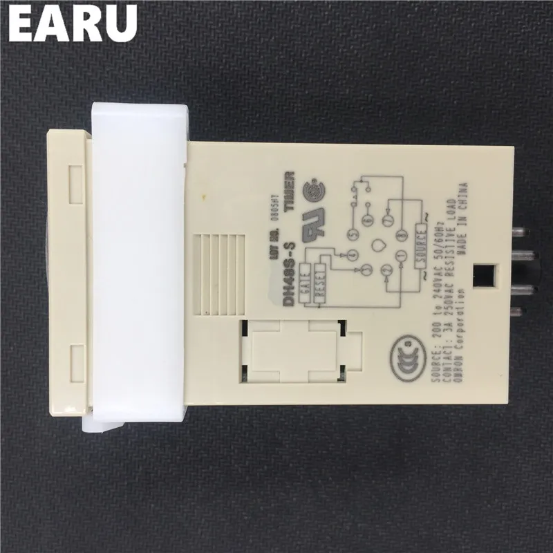 DH48S-S DH48S H5CN AC/DC 12V 24V 0.1s-990h Cycle SPDT Mini Digital Programmable Time Relay Switch Timer +Base Counter Din Rail