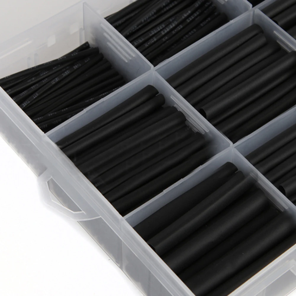 625PCS 2:1 Black Insulated Polyolefin Heat shrink Tubing Electronic DIY Kit Insulated Polyolefin Sheathed Shrink Tube Cable Tube