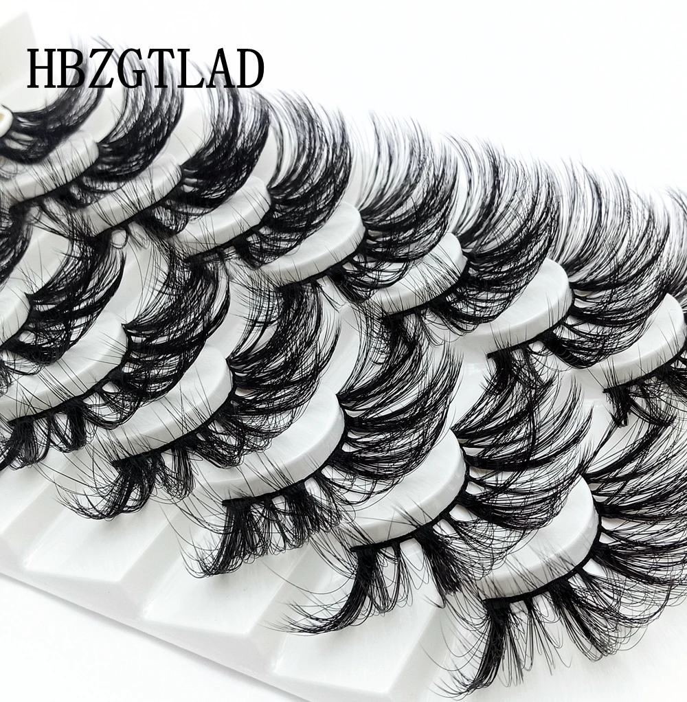 HBZGTLAD 8 Paare 25 mm lange 3D-Nerzwimpern, natürliche, lange, künstliche Wimpern, dramatisches Volumen, falsche Wimpern, Make-up-Verlängerungswimpern – Detail 27