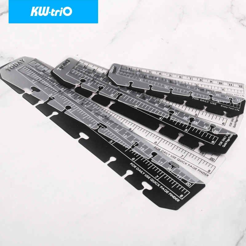 KW-triO 3pcs Creative Loose Leaf Notebook Bookmark Ruler Index Ruler Separator Mark Flexible Measurement Portable A5 A6 A7 Ruler