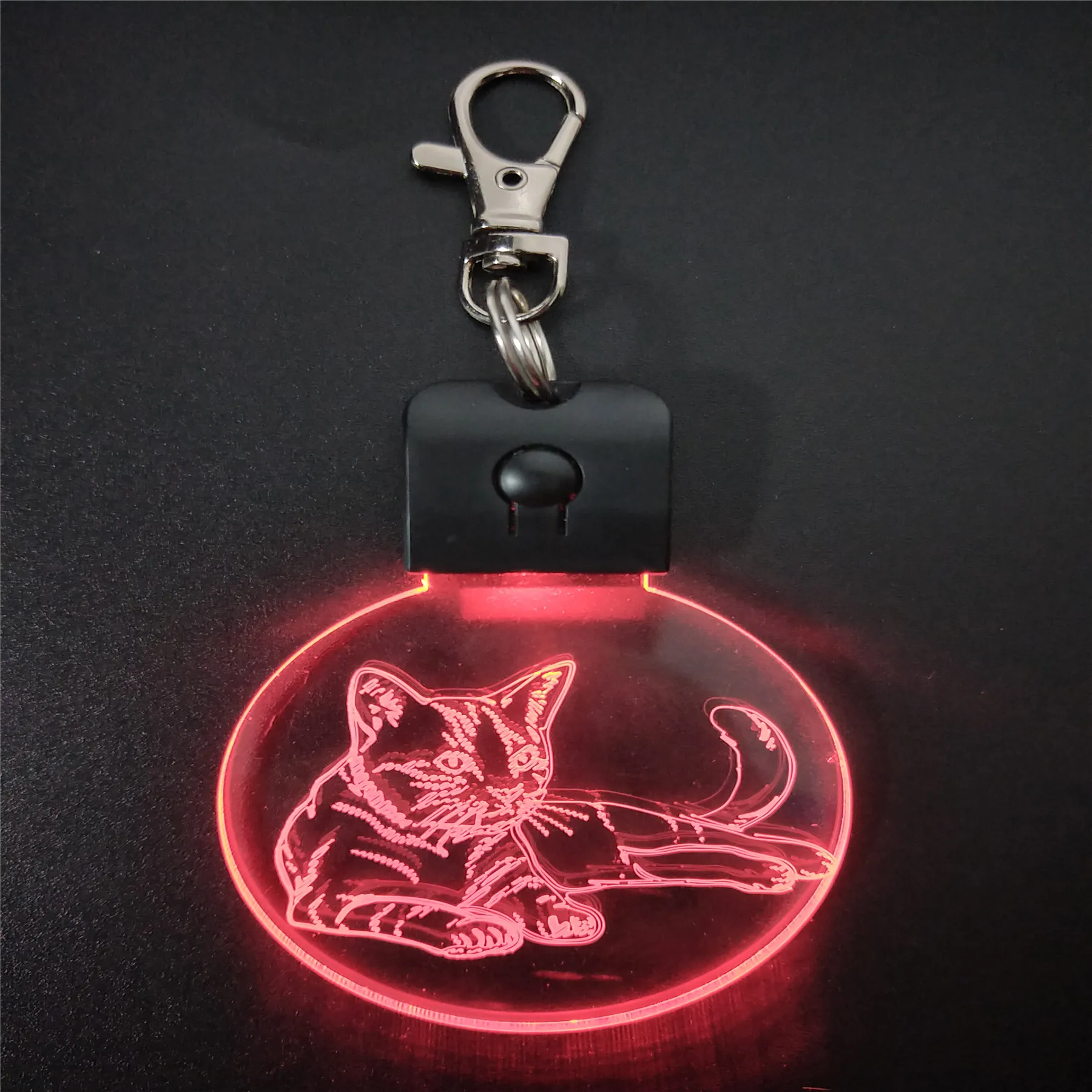 Sleeping Cat KeyChain 3D ABS Arylic Night Light LED Magical Table Lamp Lighting Colors Decoration Gift With li Battery Dropship