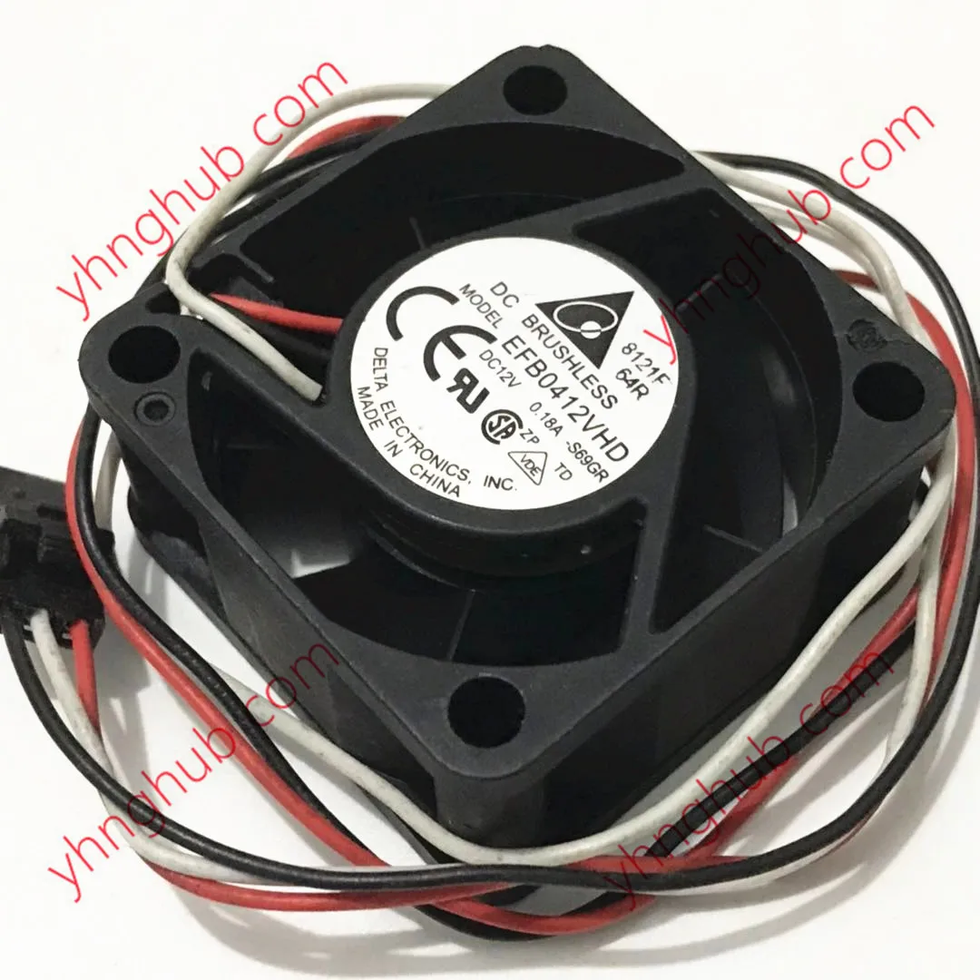 Delta Electronics EFB0412VHD S69GR DC 12V 0.18A 40x40x20mm 3-Wire Server Cooling Fan