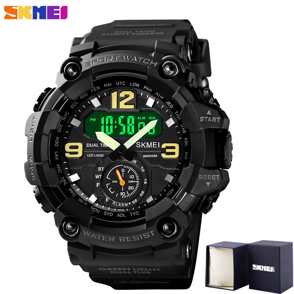 

SKMEI Men's Watch Digital Analog LED Electronic Quartz Analog Clock Sport Chrono Male Waterproof Wristwatches Relogio Masculino