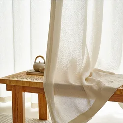 Japanese style cotton linen curtain geometric rhombic lattice curtain bedroom living room cotton linen jacquard custom curtain