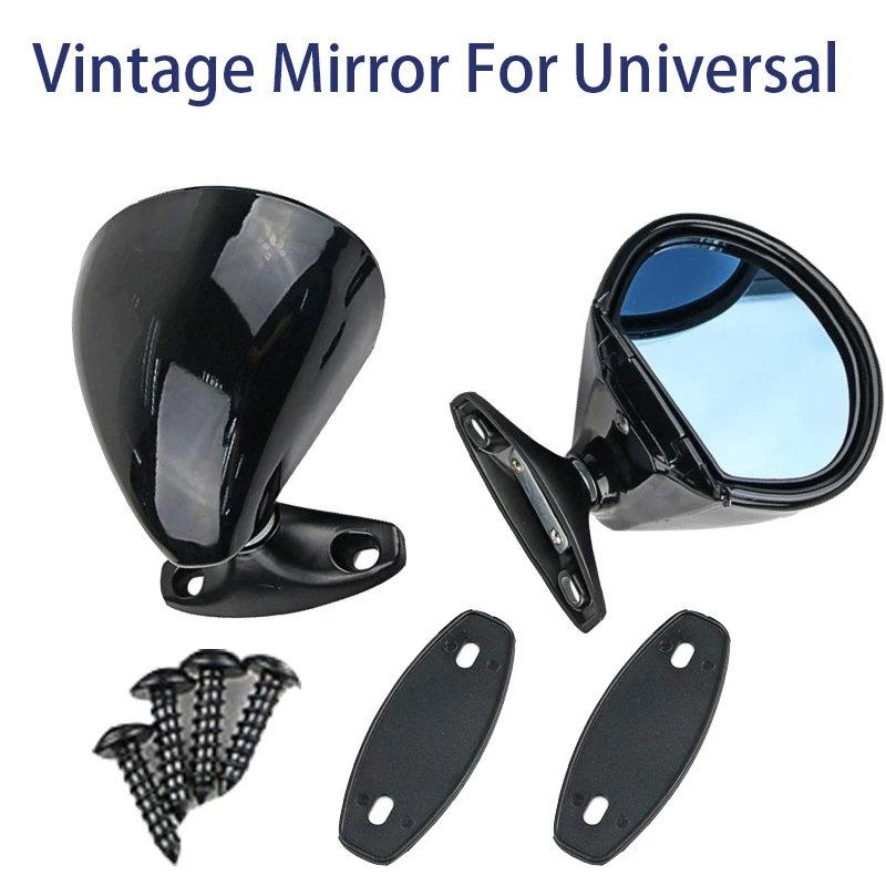 Pair Vintage Style Universal Car Classic Retro Door Wing Side Mirror Rearview Mirror Glass Cover For Audi Benz BMW VW Golf Honda