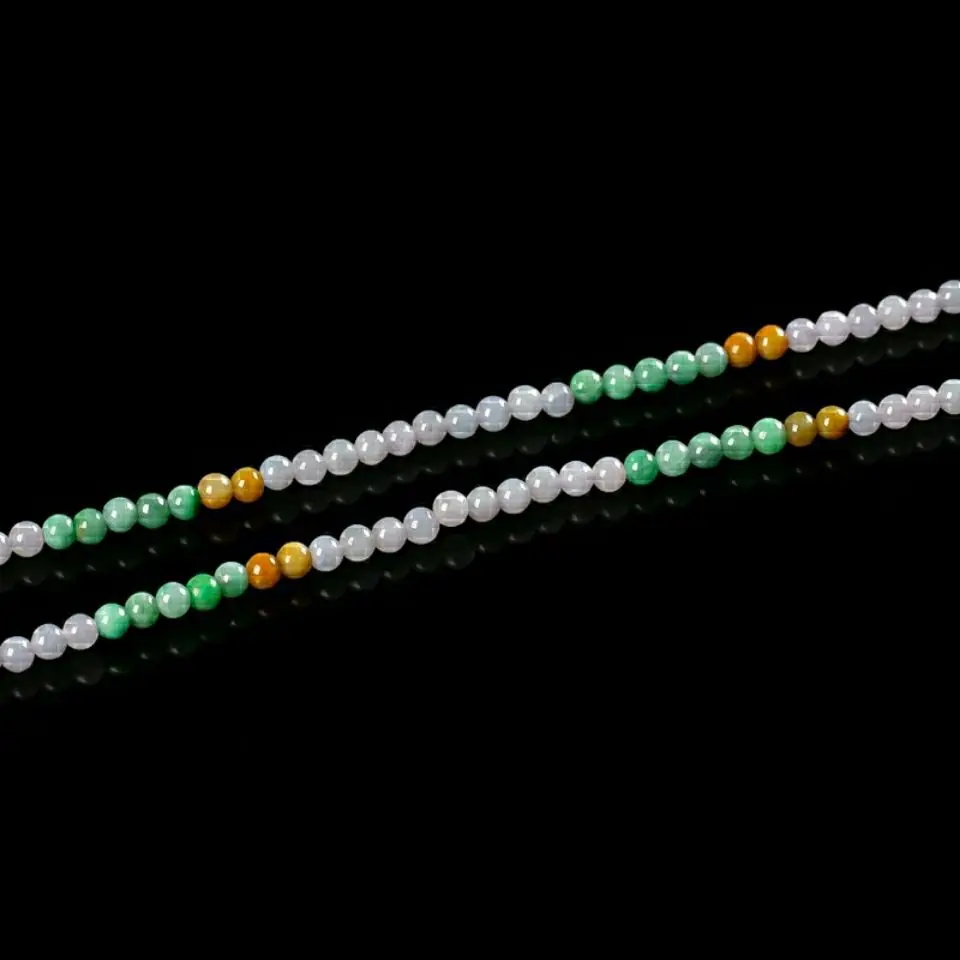 Latest Three Color Beads Jadeite Necklace Natural Jade Handmade  Pendant Rope Genuine Jewelry Accessories