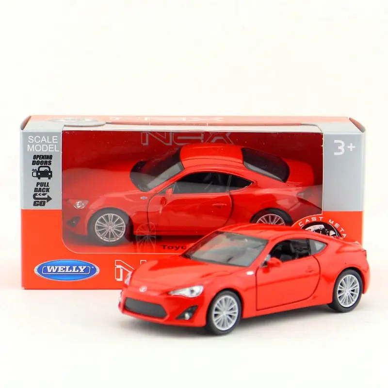 WELLY Toy Diecast Vehicle Model 1:36 Scale Japan TOYOTA 86 Super Sport Pull Back Car Educational Collection Gift Children