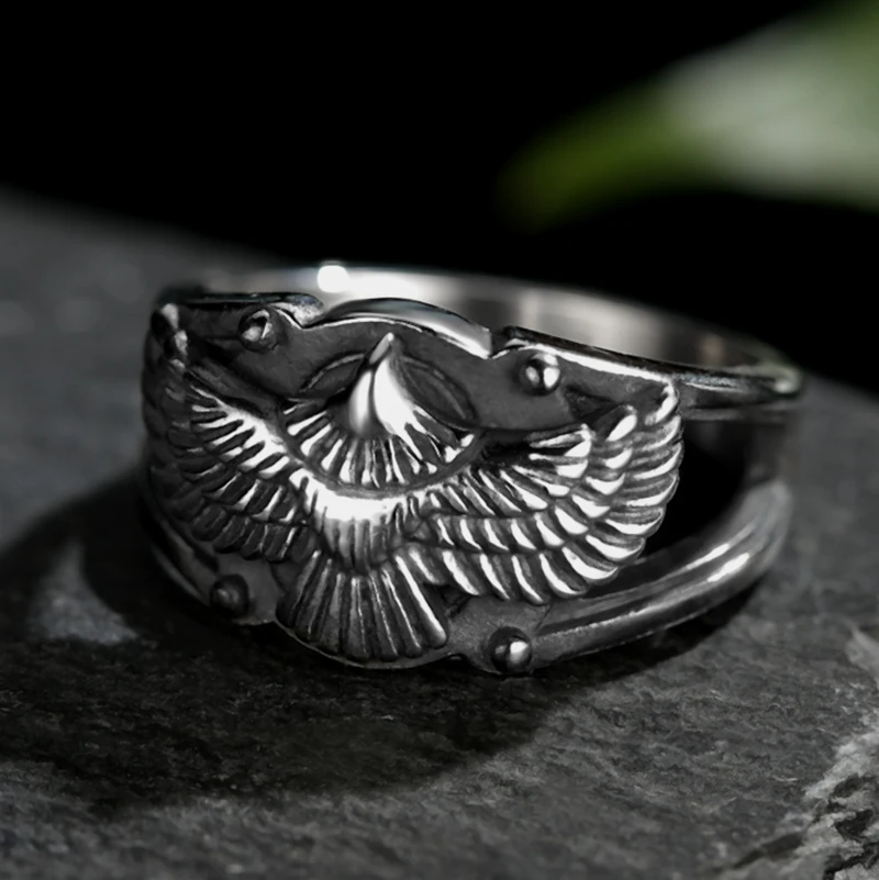 Stainless Steel Men Animal Rings Flying Eagle Punk Rock Personality for Male Boyfriend Jewelry Creativity Gift Anel Wholesale