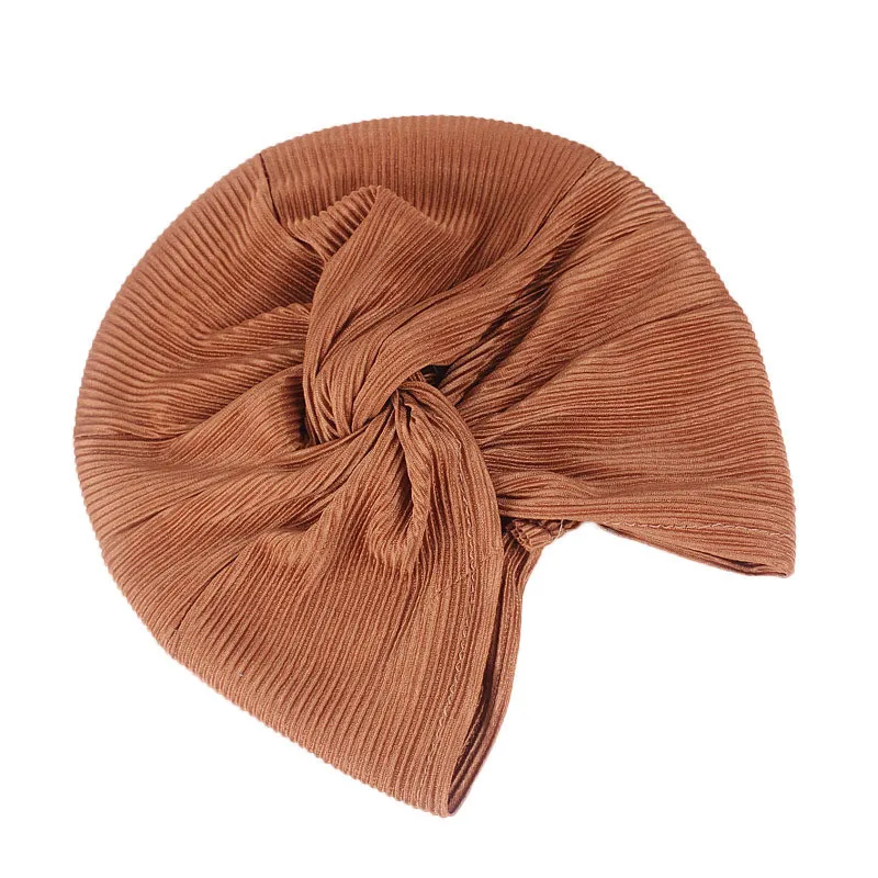 Muslim Women Elastic Head Scarf Turban Hat Knotted Twist Turban Sleep Chemo Skull Beanies Headscarf Headwear Hair Covering