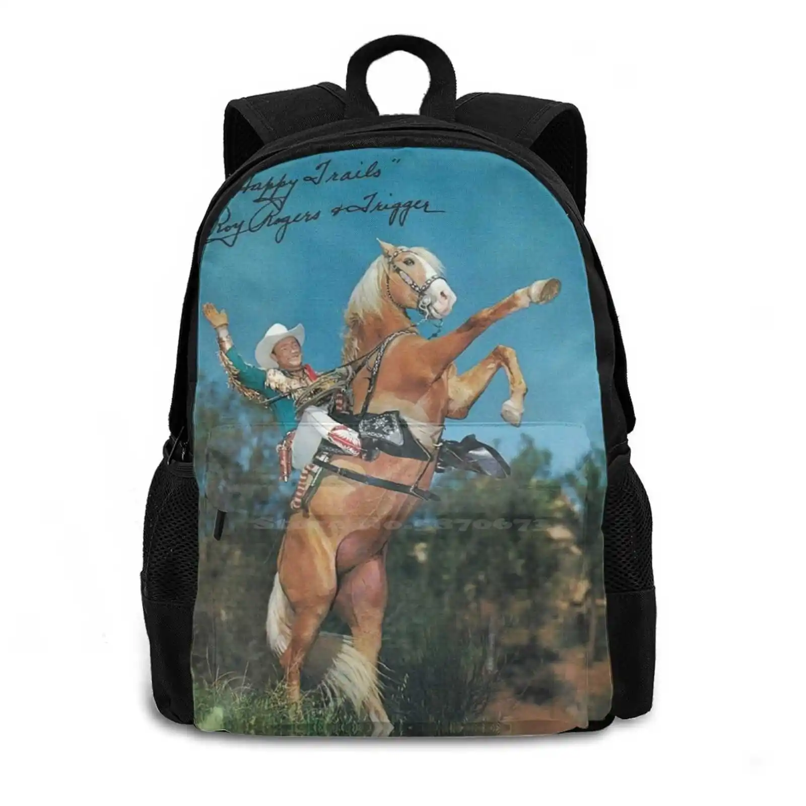 Roy R & Trigger Vintage Backpacks For School Teenagers Girls Travel Bags Roy Rogers Cowboy Retro Vintage Rodeo Country Western