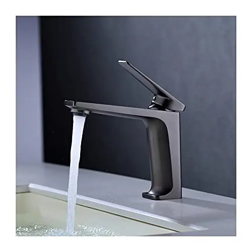 

Brushed Gray Bathroom Faucet Single Handle Type Brass Hole Vanity Sink Faucet, Touch On Wash Basin Tap with