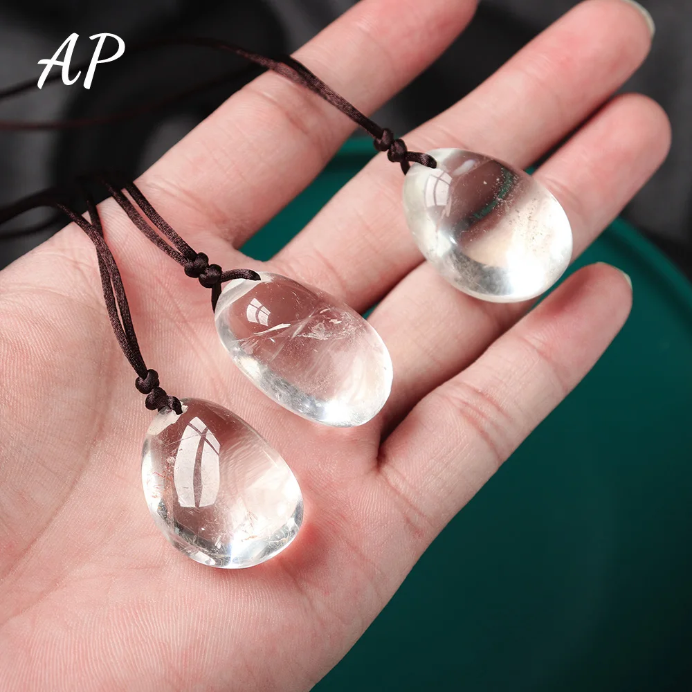 1PC Natural White Crystal Large particle polished original stone pendant Clear quartz Necklace jewelry For Holiday Gift