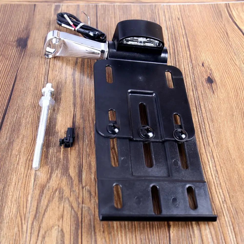 Motorcycle Telescopic Folding LED Light Metal Side Mount License Plate Holder Fit For Harley Dyna Fat boy Sportster 883 1200 XL