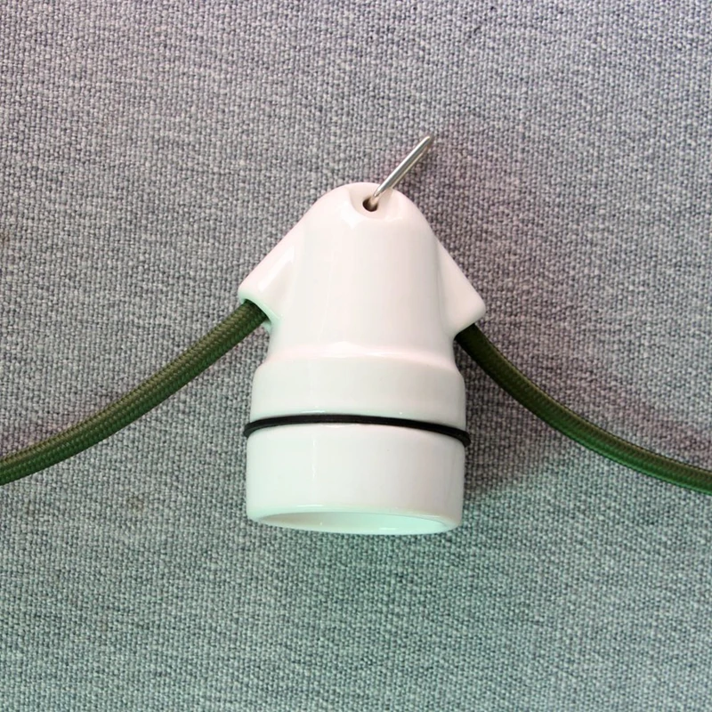 Double Side Entrance Ceramic Lamp Holder E27 Fittings Bulb Base with Hook For String Lights