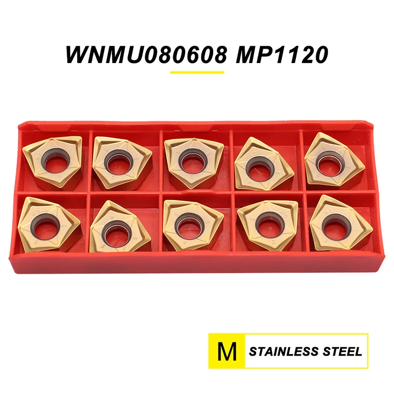 10 Buah WNMU080608 MP1120 Pemotong Penggilingan Wajah Sisipan Pemotong Tungsten Karbida Pemotong WNMU 080608 Kualitas Tinggi Alat Bubut Mengubah