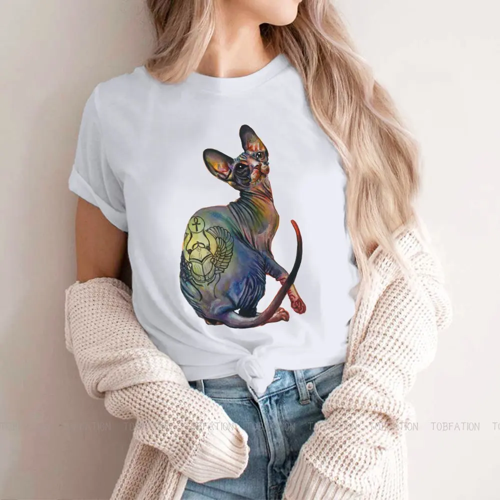 Tattooed Female Shirts Canadian Sphynx Cat Loose Vintage Women Clothing Harajuku Casual Feminine Blusas