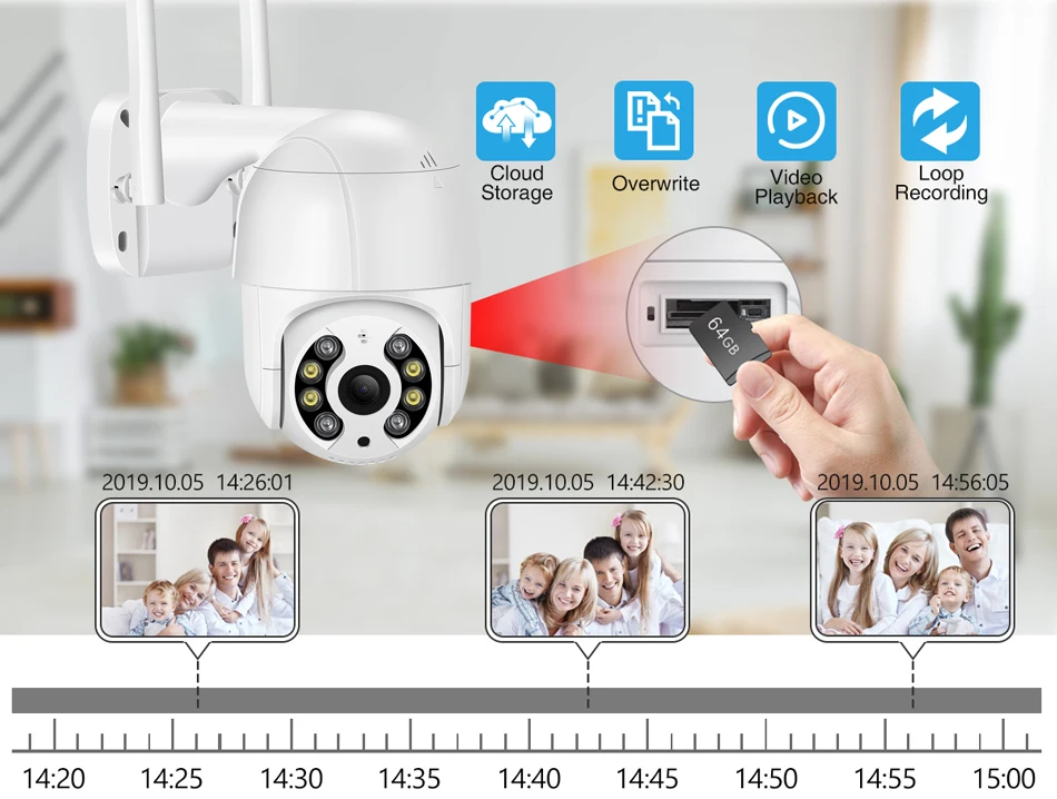 Caméra de surveillance extérieure PTZ IP WiFi HD 8MP/5MP/4K, dispositif de sécurité sans fil, avec IA, suivi automatique des mouvements humains, codec ONVIF et audio