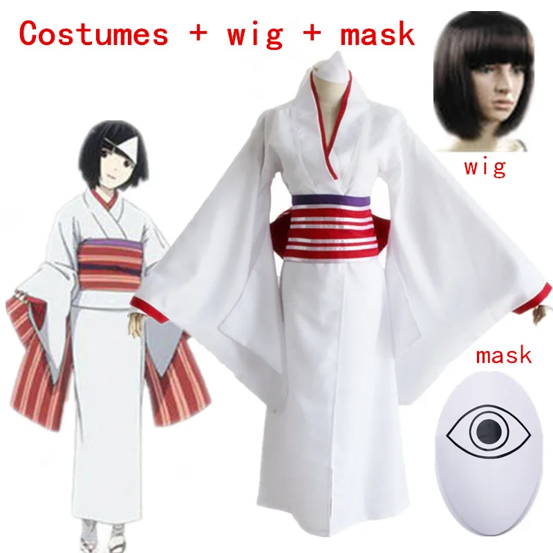 

Anime Noragami Cosplay Costumes Nora Kimono Full Set ( Clothes + Bowknot + Belt + Headwear + Gloves ) Halloween Costume with wig