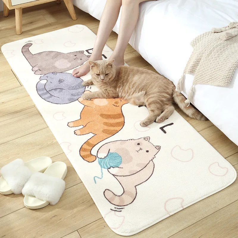 

Big Soft Fluffy Carpets for Bed Room Kids Cute Cartoon Animal Cat Furry Bedroom Rug Rectangular Shaggy Floor Mat Alfombras Tapis