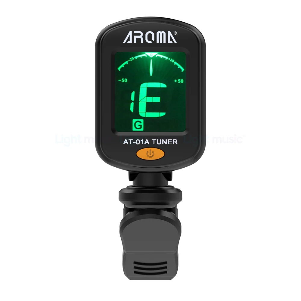 AROMA AT-01A/101 Guitar Tuner Foldable Rotatable Clip-on Tuner High Sensitivity for Bass Ukulele Chromatic Guitar Accessories